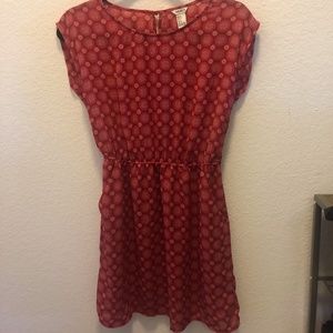 Small Light Red Summer Mini Dress w/ Pockets